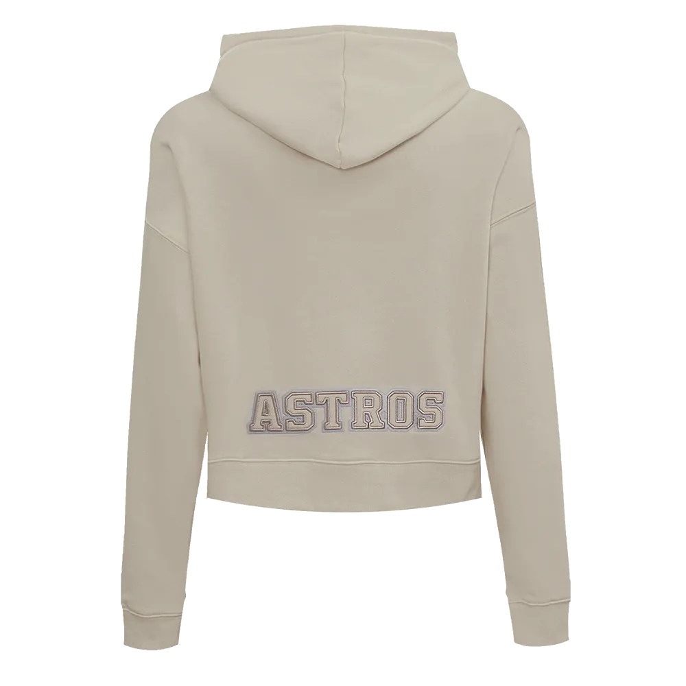 MLB HOUSTON ASTROS NEUTRAL WOMEN'S CROPPED PO HOODIE (TAUPE)