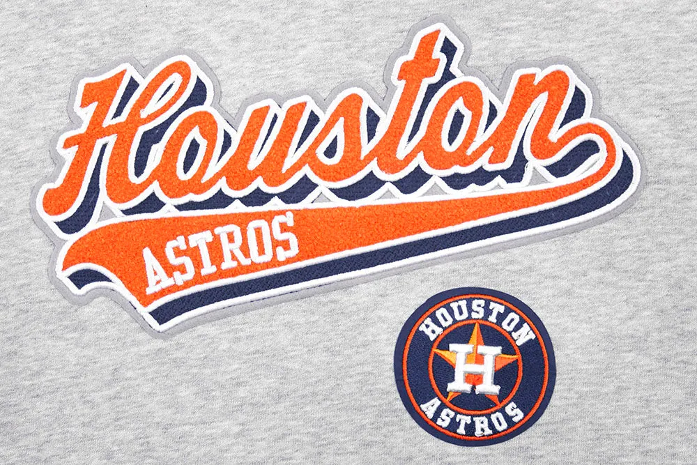 MLB HOUSTON ASTROS SCRIPT TAIL WOMEN'S RIB FLC CROPPED PO HOODIE (HEATHER GREY/MIDNIGHT NAVY/ORANGE)