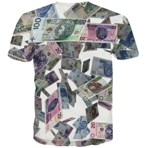 Money T-shirt Men Poland Shirt Print Art Tshirt Anime Abstract Tshirts Casual Harajuku Tshirts Cool Short Sleeve Fashion Mens