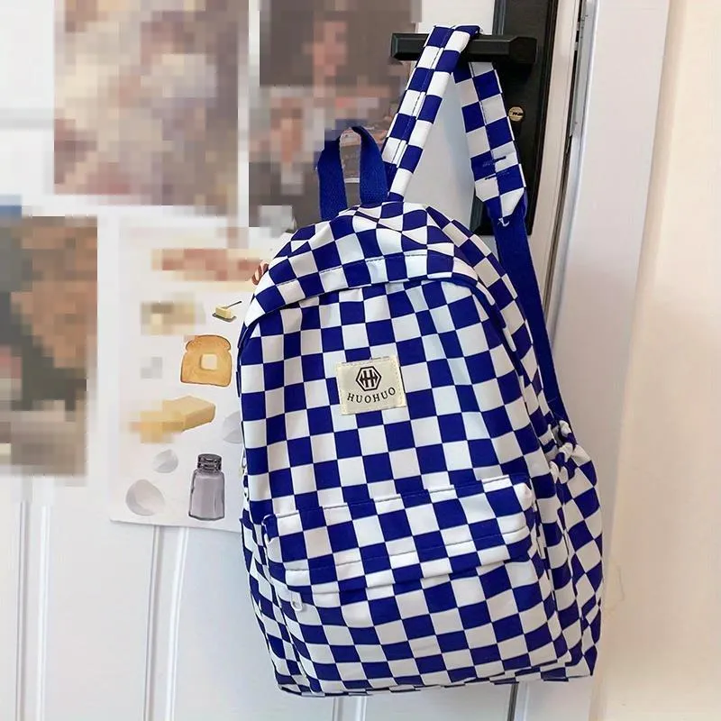 Multifunctional Checkered Travel Backpack  Spacious and Stylish