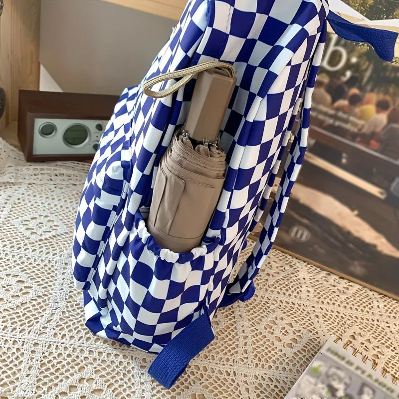 Multifunctional Checkered Travel Backpack  Spacious and Stylish