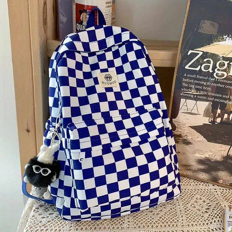 Multifunctional Checkered Travel Backpack  Spacious and Stylish