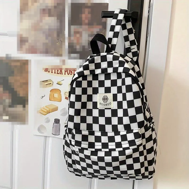 Multifunctional Checkered Travel Backpack  Spacious and Stylish