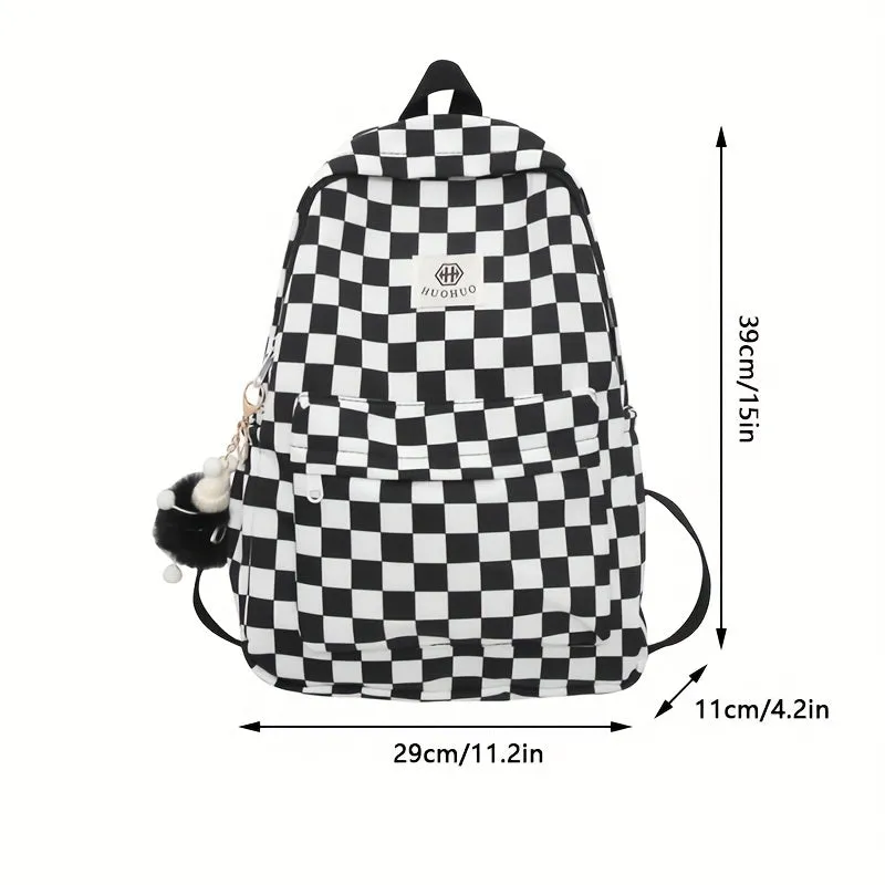 Multifunctional Checkered Travel Backpack  Spacious and Stylish