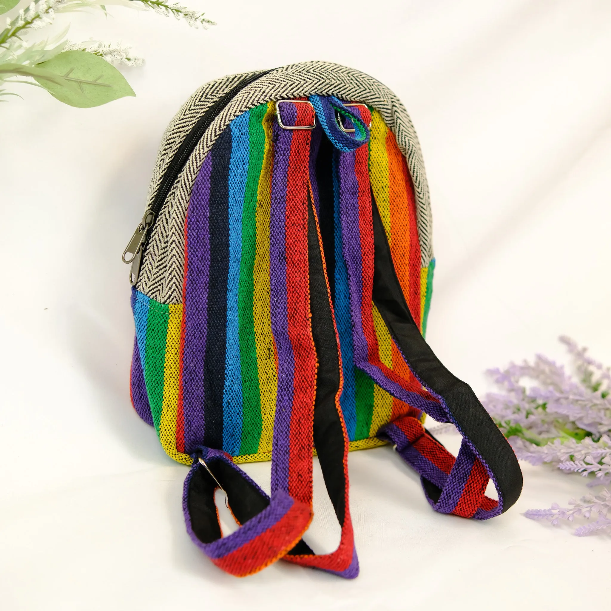 Mushroom Print Rainbow Hemp Back Pack