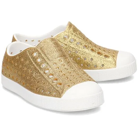 Native Kid's Jefferson Bling Sneaker - Gold Bling/Shell White 13100112-7101