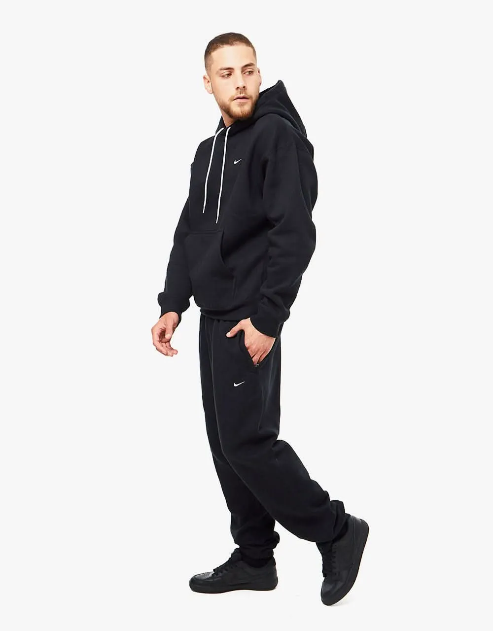 Nike Solo Swoosh Pullover Hoodie - Black/White