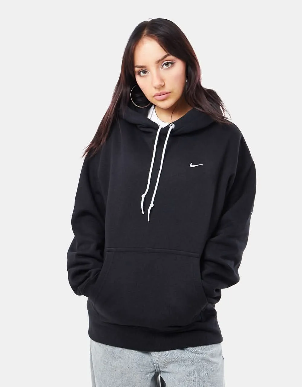 Nike Solo Swoosh Pullover Hoodie - Black/White