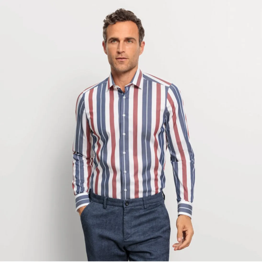 Olymp Wide Stripe Slim Fit Shirt 2104