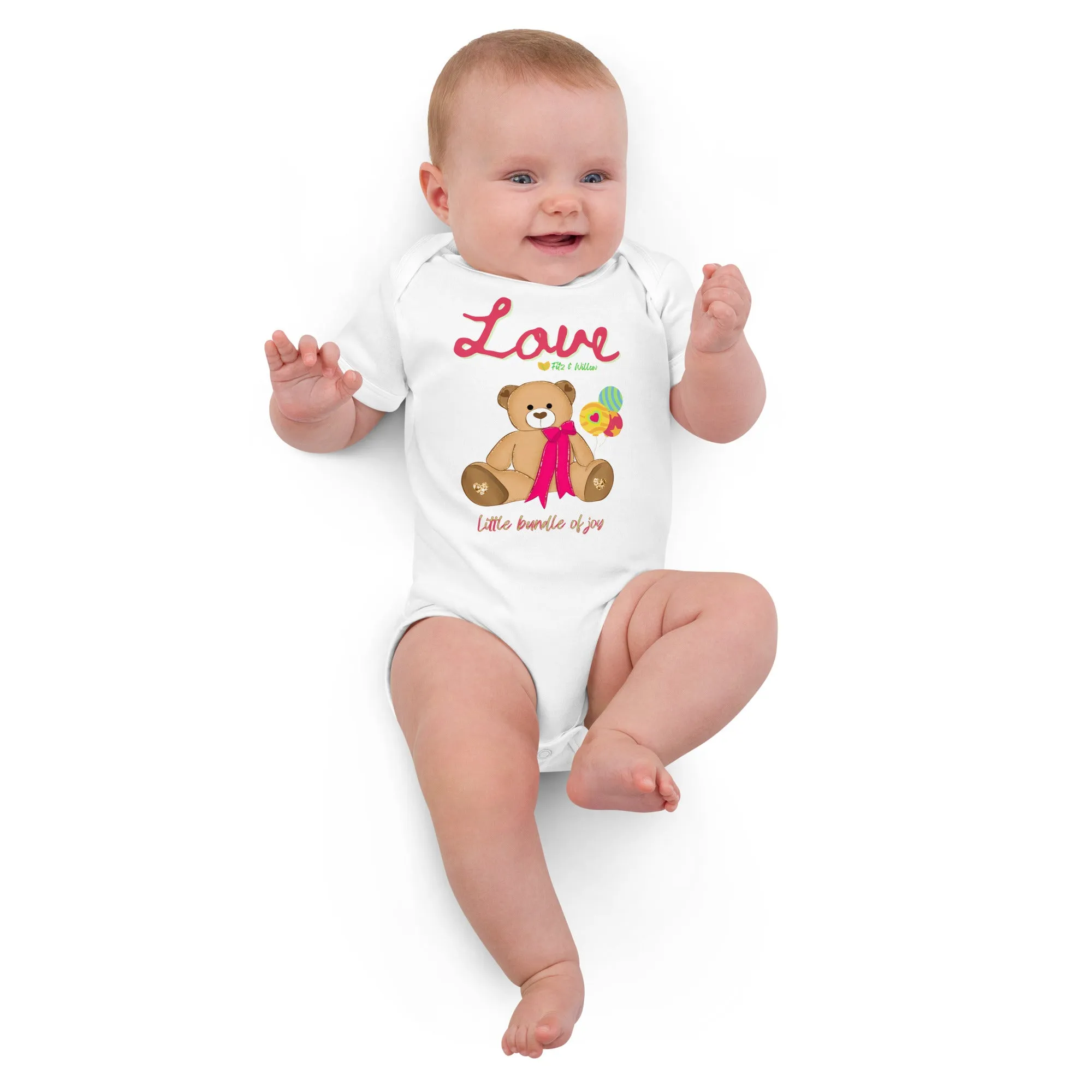 Organic cotton baby bodysuit, Bundle of Joy - Fitz & Willow