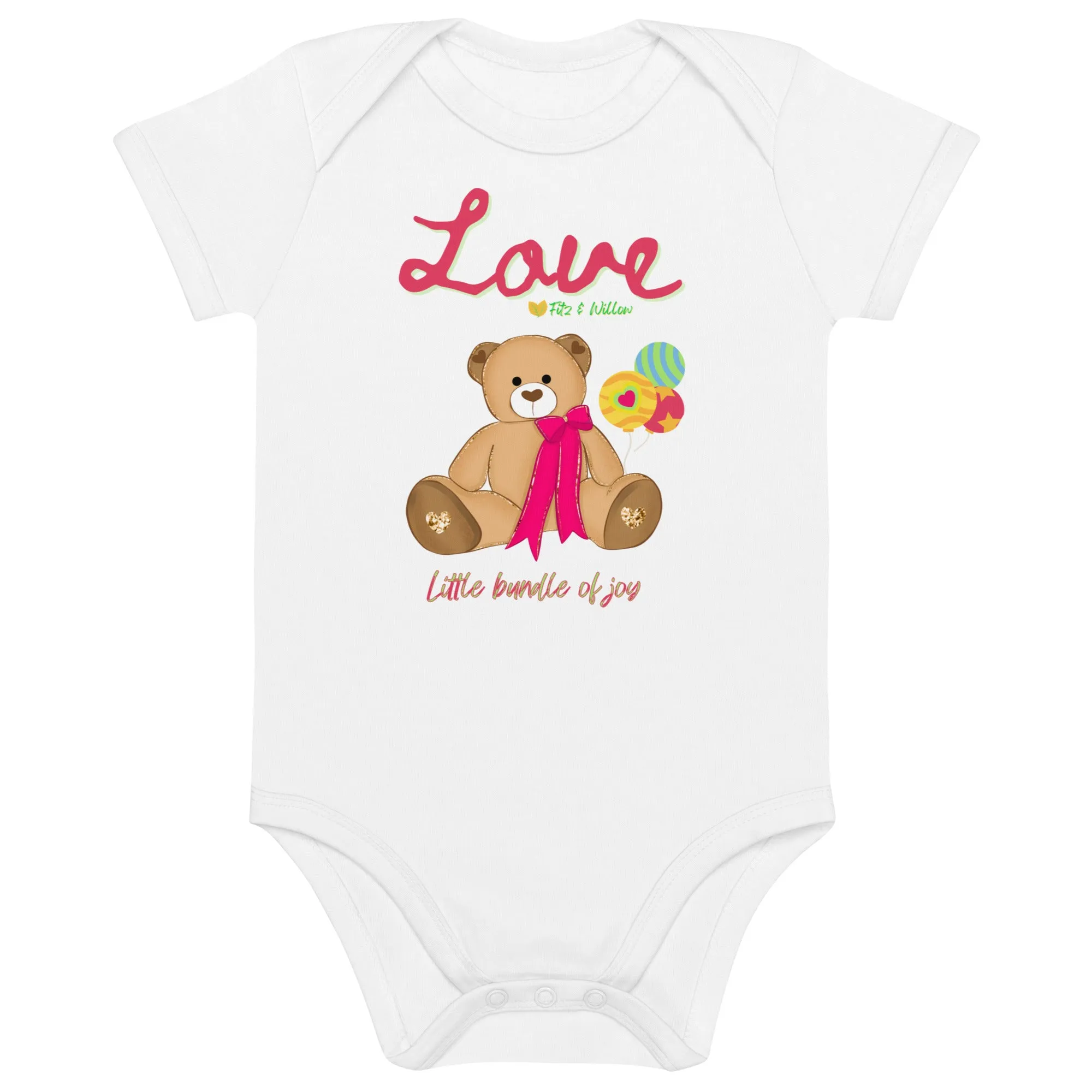 Organic cotton baby bodysuit, Bundle of Joy - Fitz & Willow