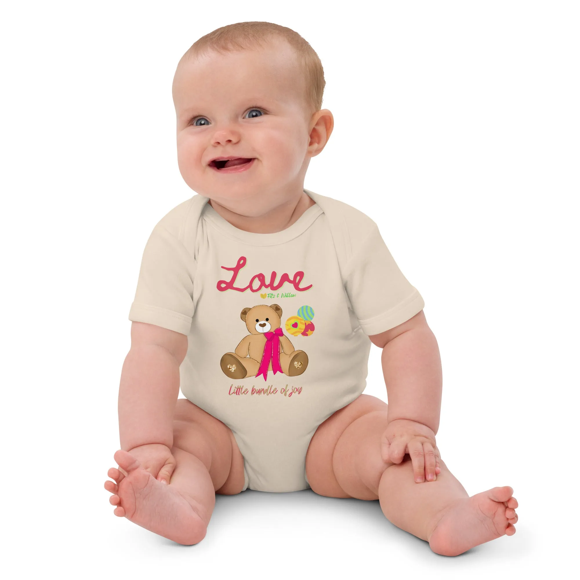 Organic cotton baby bodysuit, Bundle of Joy - Fitz & Willow