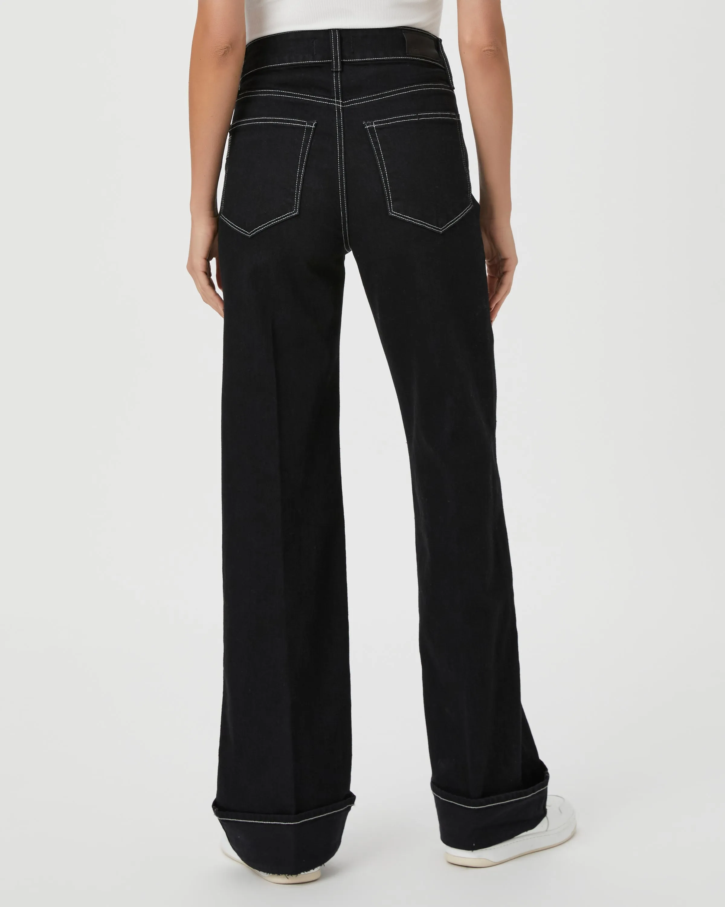 Paige Sasha Wide Cuff Jean in Twilight Black