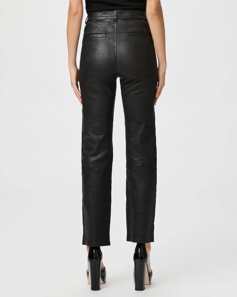 Paige Stella Leather Trouser With Exposed Button - Black