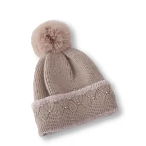 Pearl Embellished Beanie - Blush