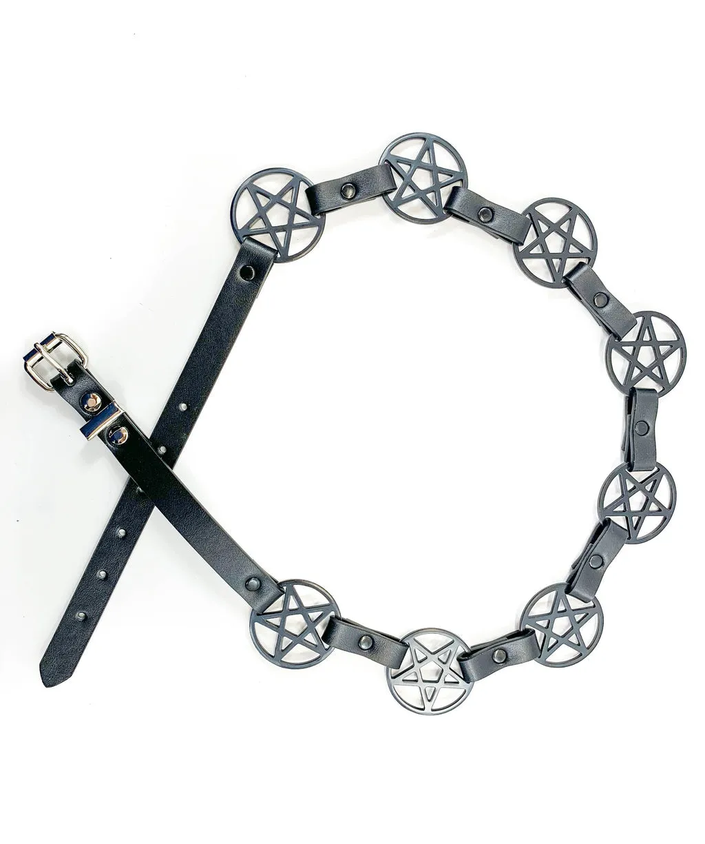 Pentagram Link Leather Belt by Funk Plus