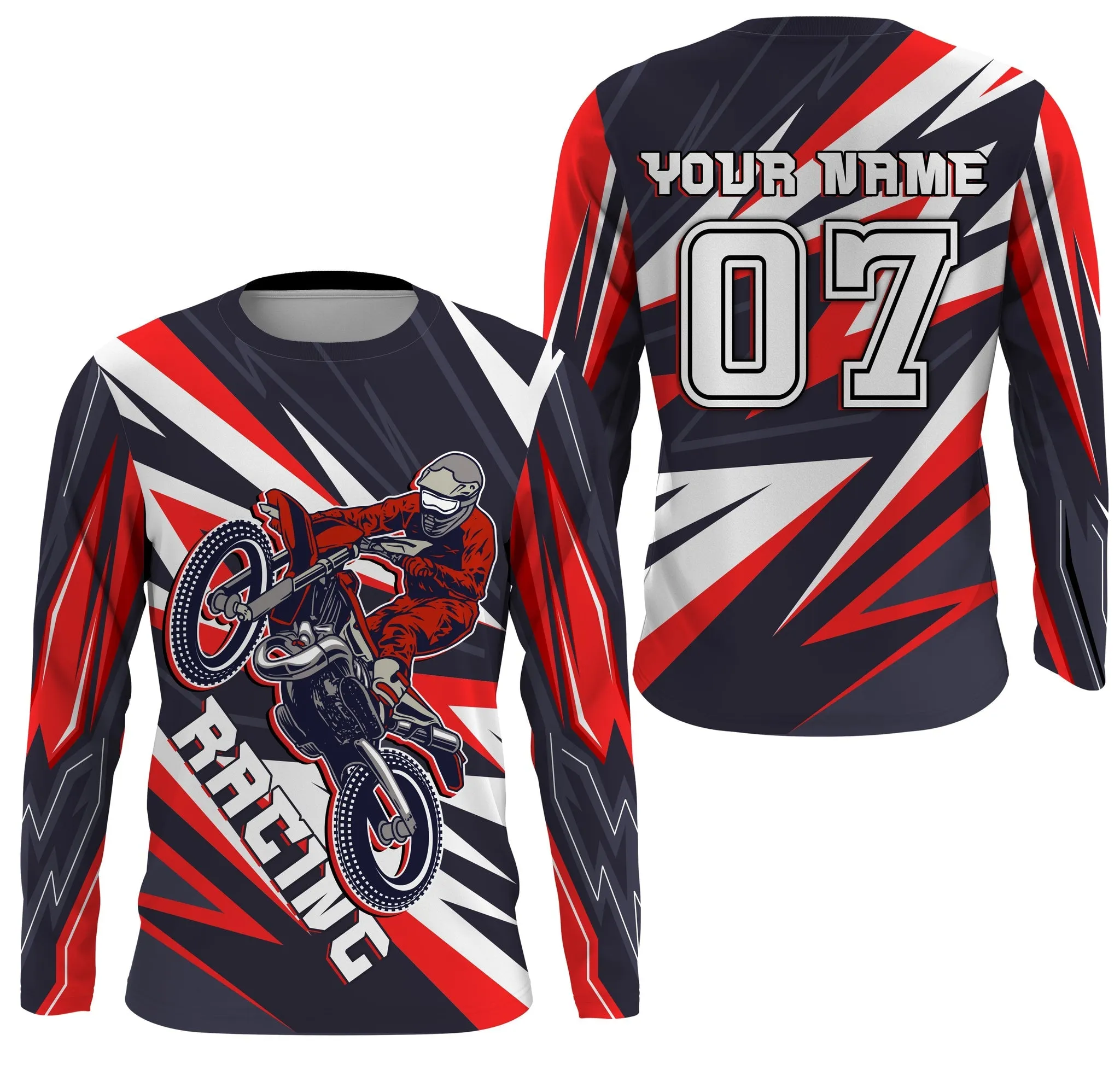 Personalized Name Number Racing Jersey Multicolor Men Women Dirt Bike Long Sleeve Shirt Supercross Motocross