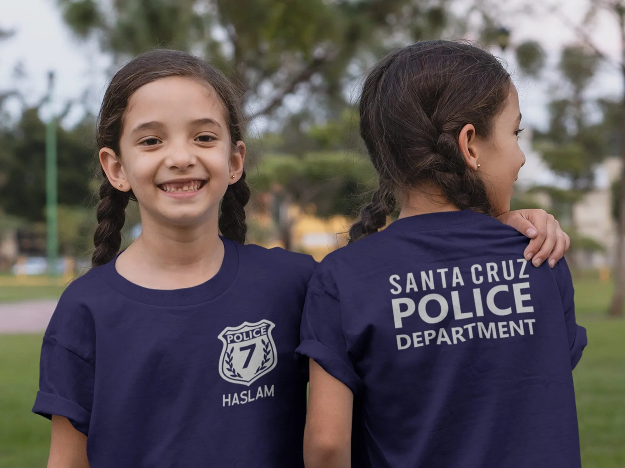 Police Birthday Youth Sized Hoodie in Navy with Badge, Age and Personalized Name - Optional Police Department on Back