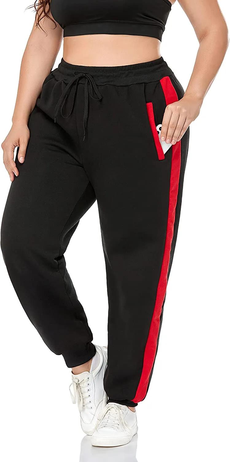 Porcelain Plus Size Fleece Lined Sweatpants with Pockets