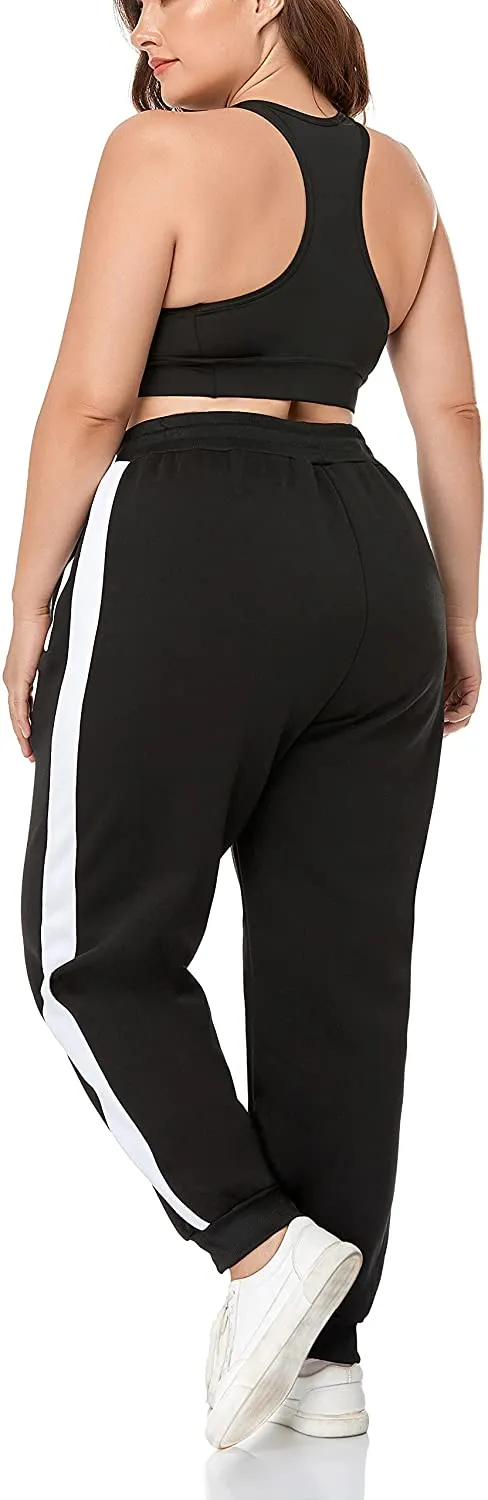 Porcelain Plus Size Fleece Lined Sweatpants with Pockets