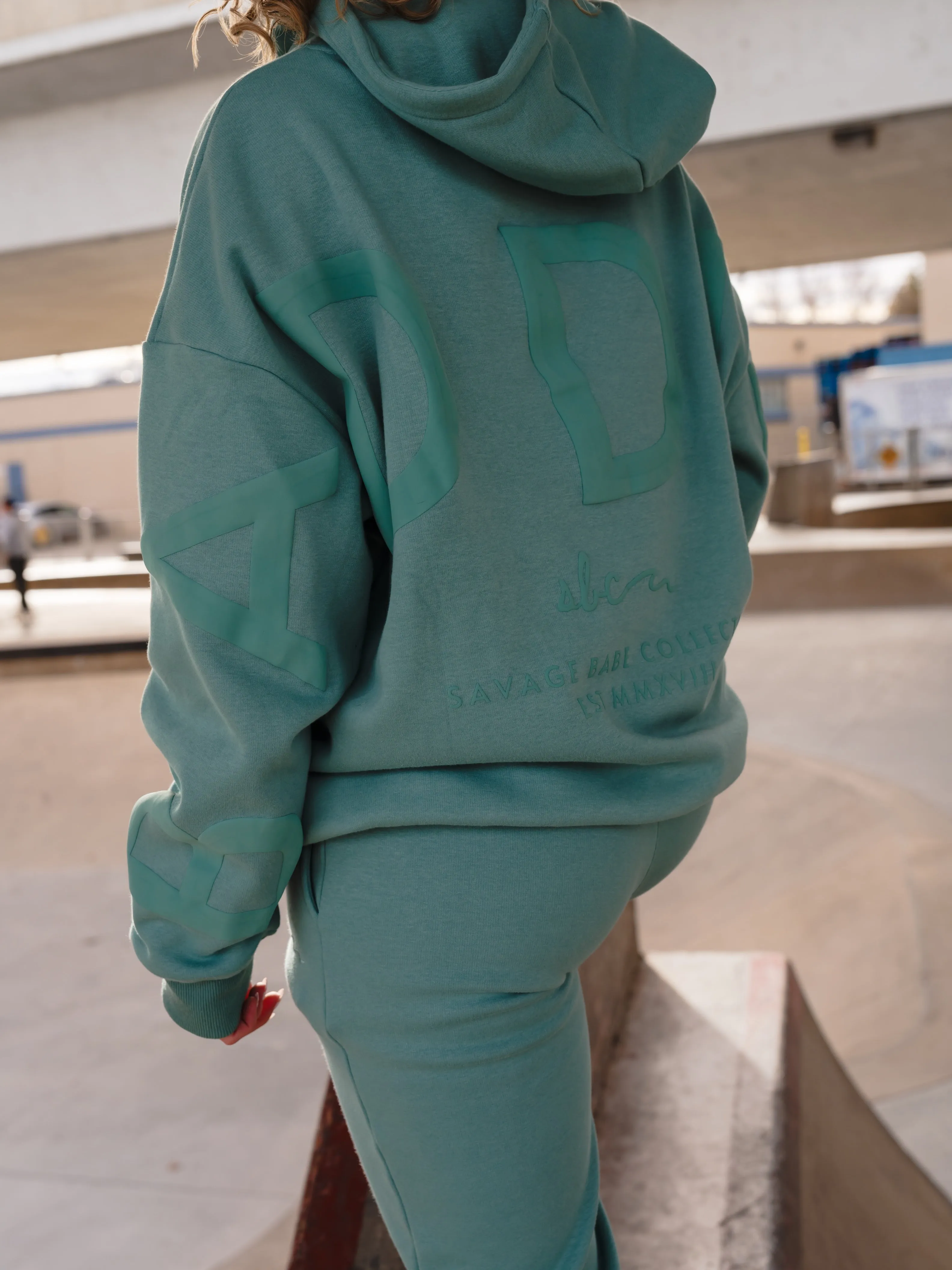 Preorder: Baddies Oversized Plush Hoodie - Mint Cream