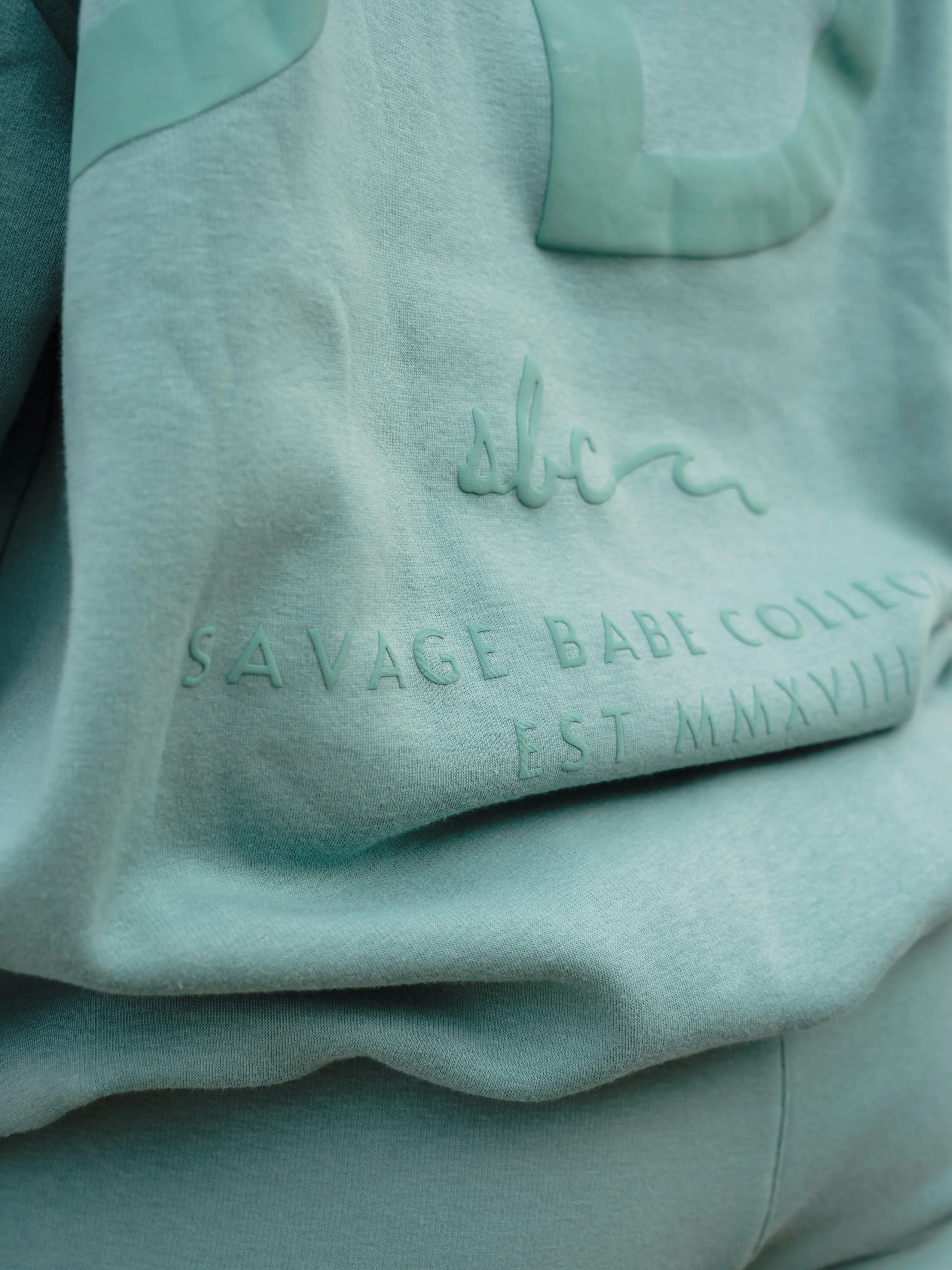 Preorder: Baddies Oversized Plush Hoodie - Mint Cream