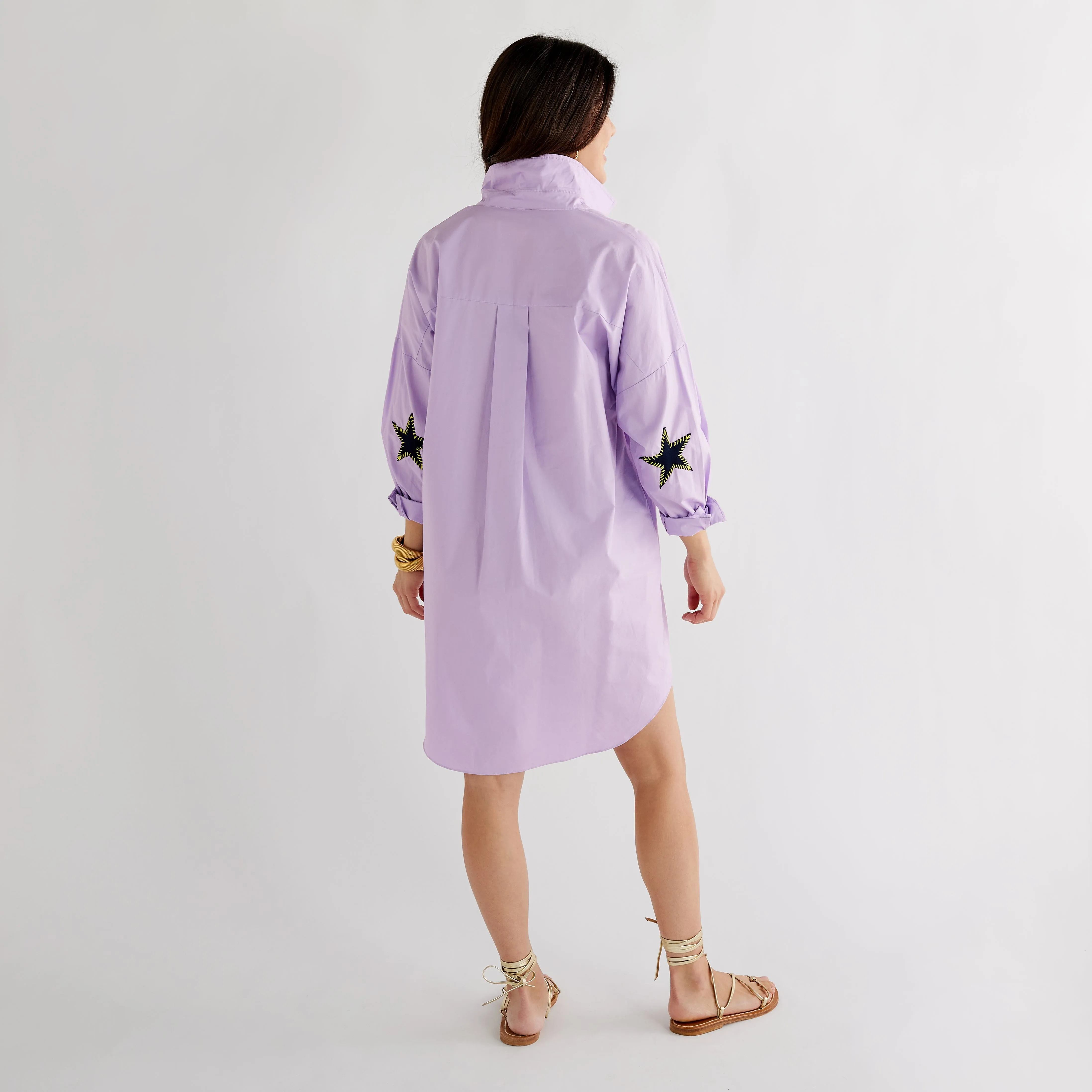 Preppy Star Dress - Lavender with Navy Star