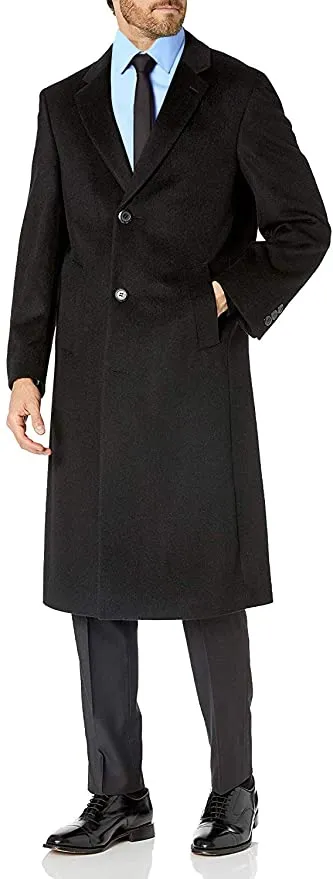 Prontomoda Men's Single Breasted Luxury Wool/Cashmere/Others Full Length Topcoat Style#L400913C Black,Charcoal, Camel (free shipping)