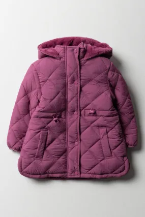 Quilted Hooded Jacket Purple