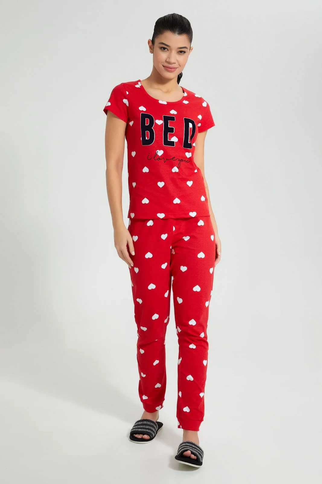 Red Heart Pyjama Set (2 Piece)