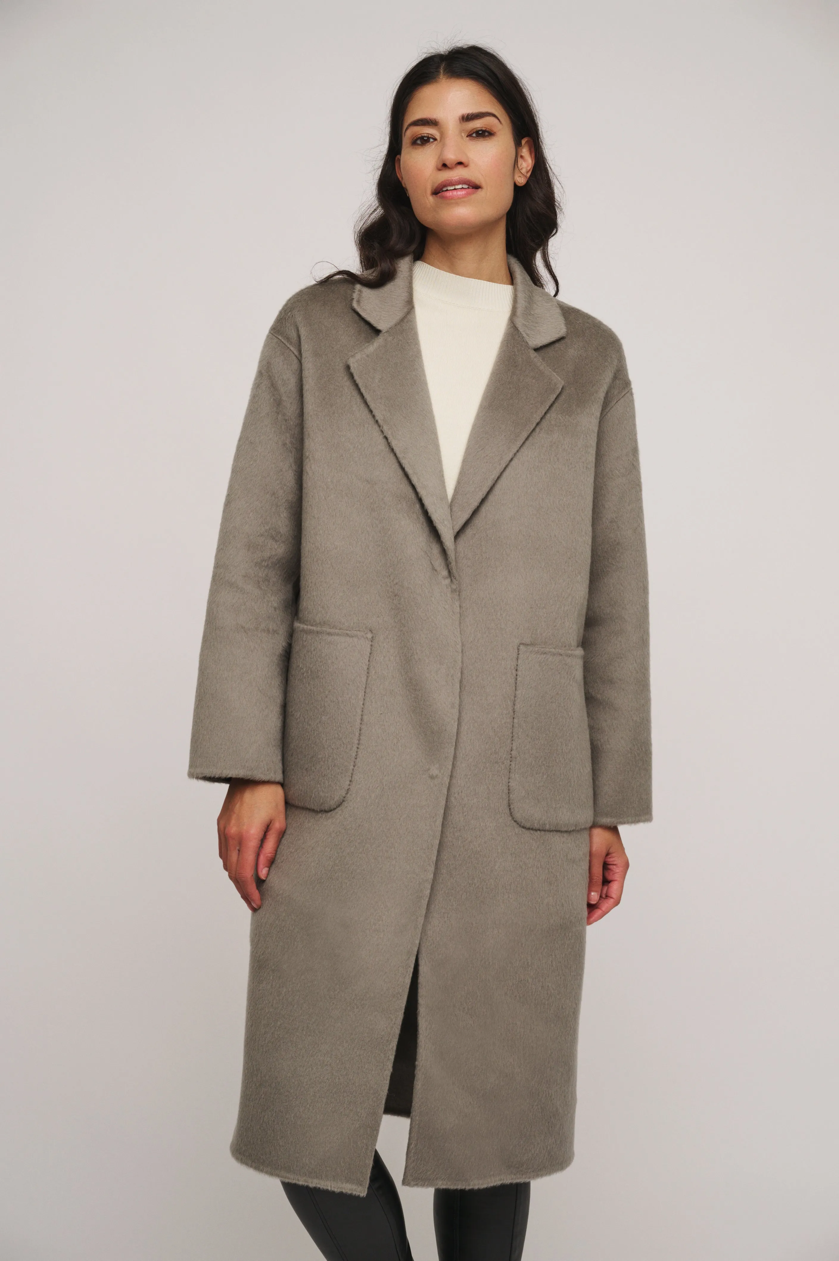 Reni 2 in 1 wool coat with removable down jacket in Dark Artichoke