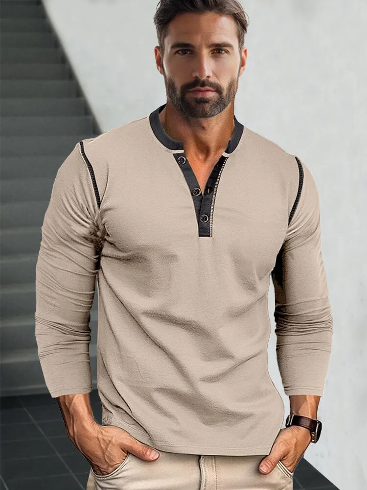 Retro Style Versatile Henley Shirt