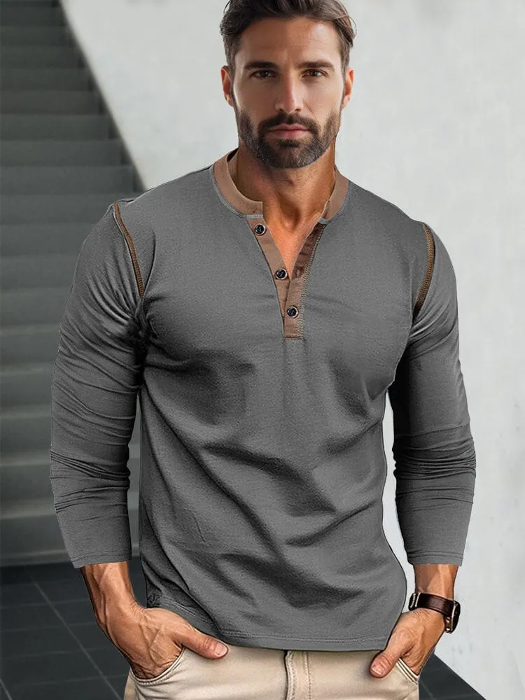 Retro Style Versatile Henley Shirt