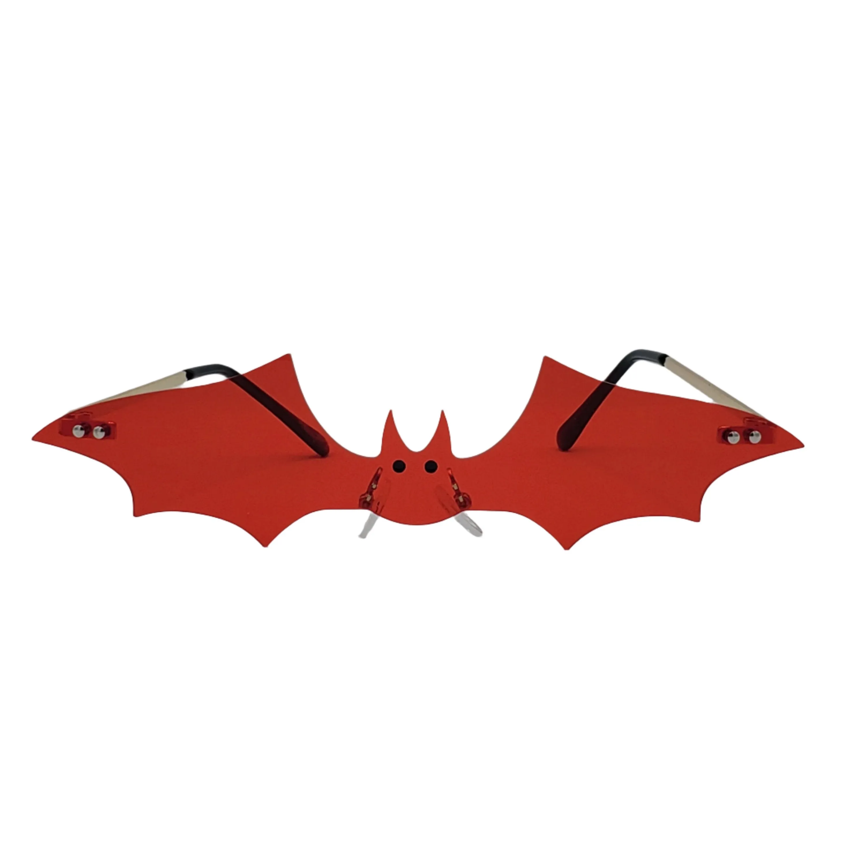 Rimless Bat Sunglasses in Red