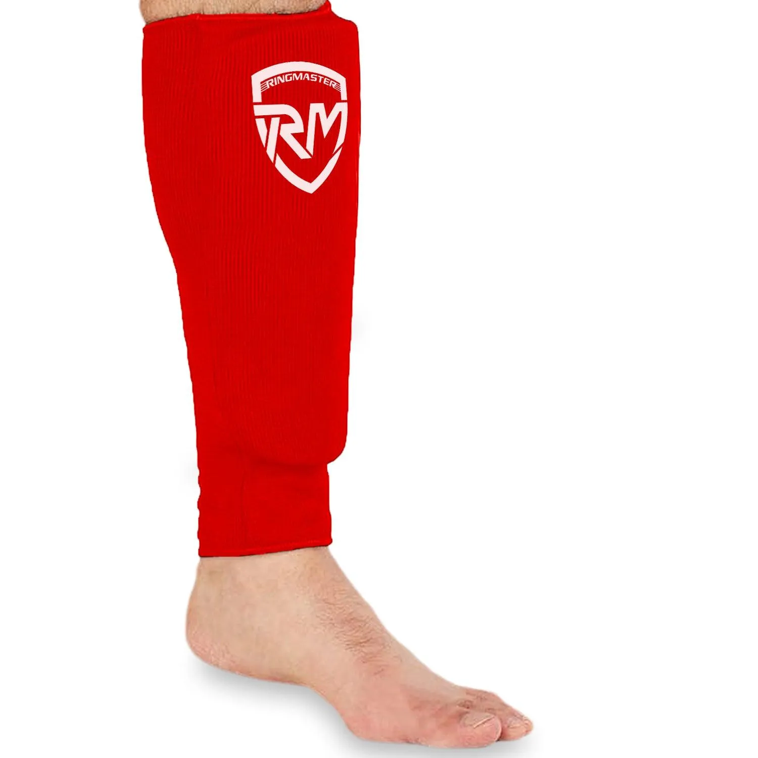 RingMaster Sports Elastic Shin Pads Red