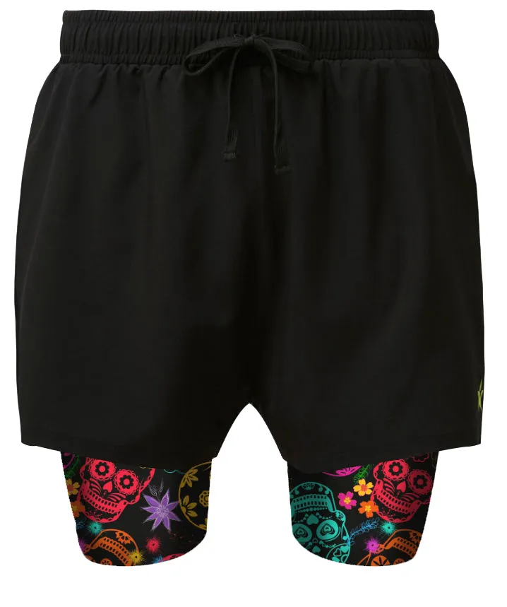 Sale 2 in 1 Double Layer Ultra Shorts | Day of the Dead