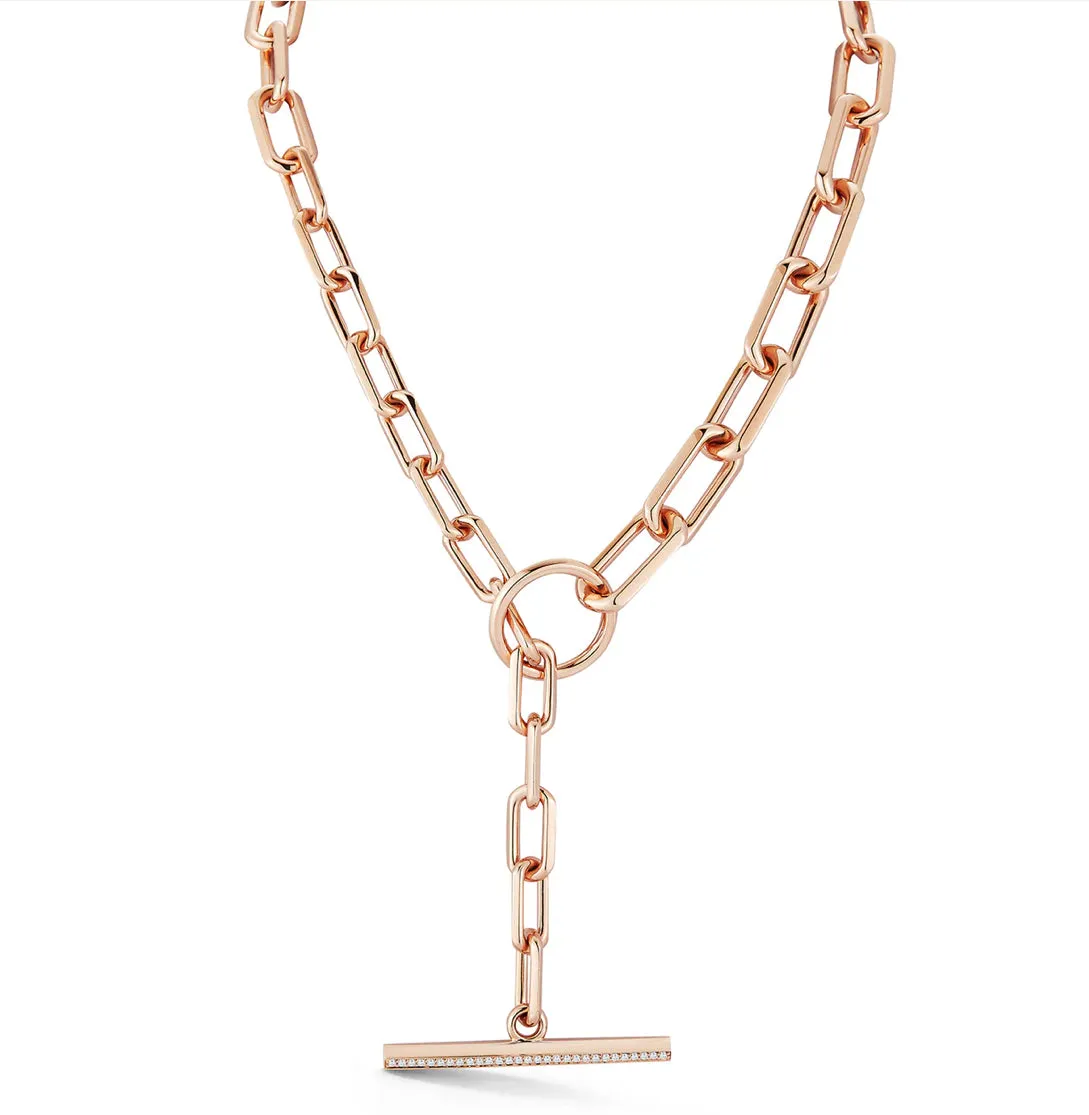 Saxon Gold & Diamond Graduated Link Chain Toggle Necklace