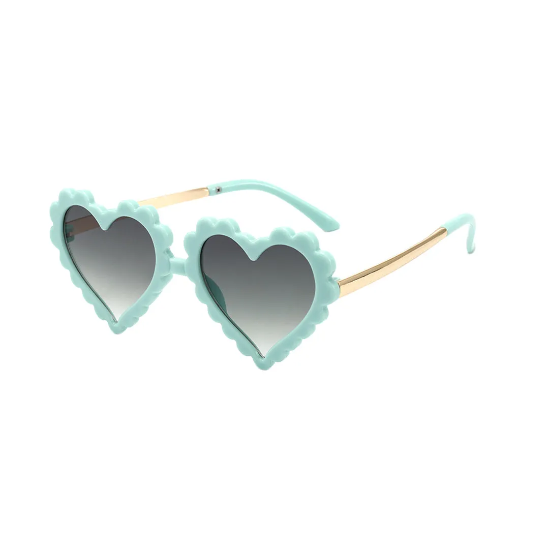 Scalloped Heart Sunglass, Sky and Gold