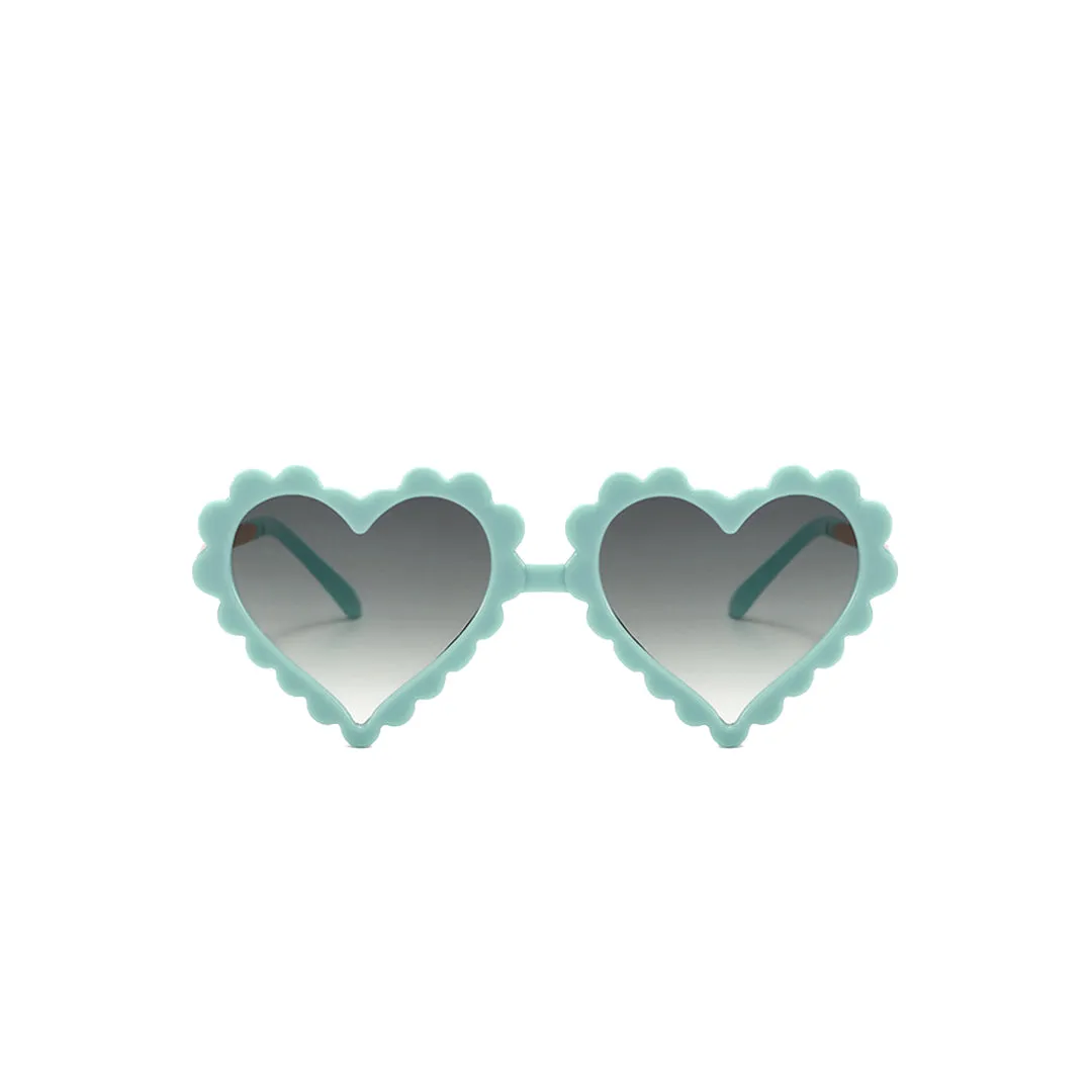 Scalloped Heart Sunglass, Sky and Gold