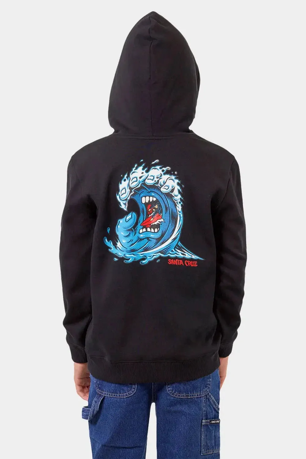 Screaming Wave Strip Hoodie | Black