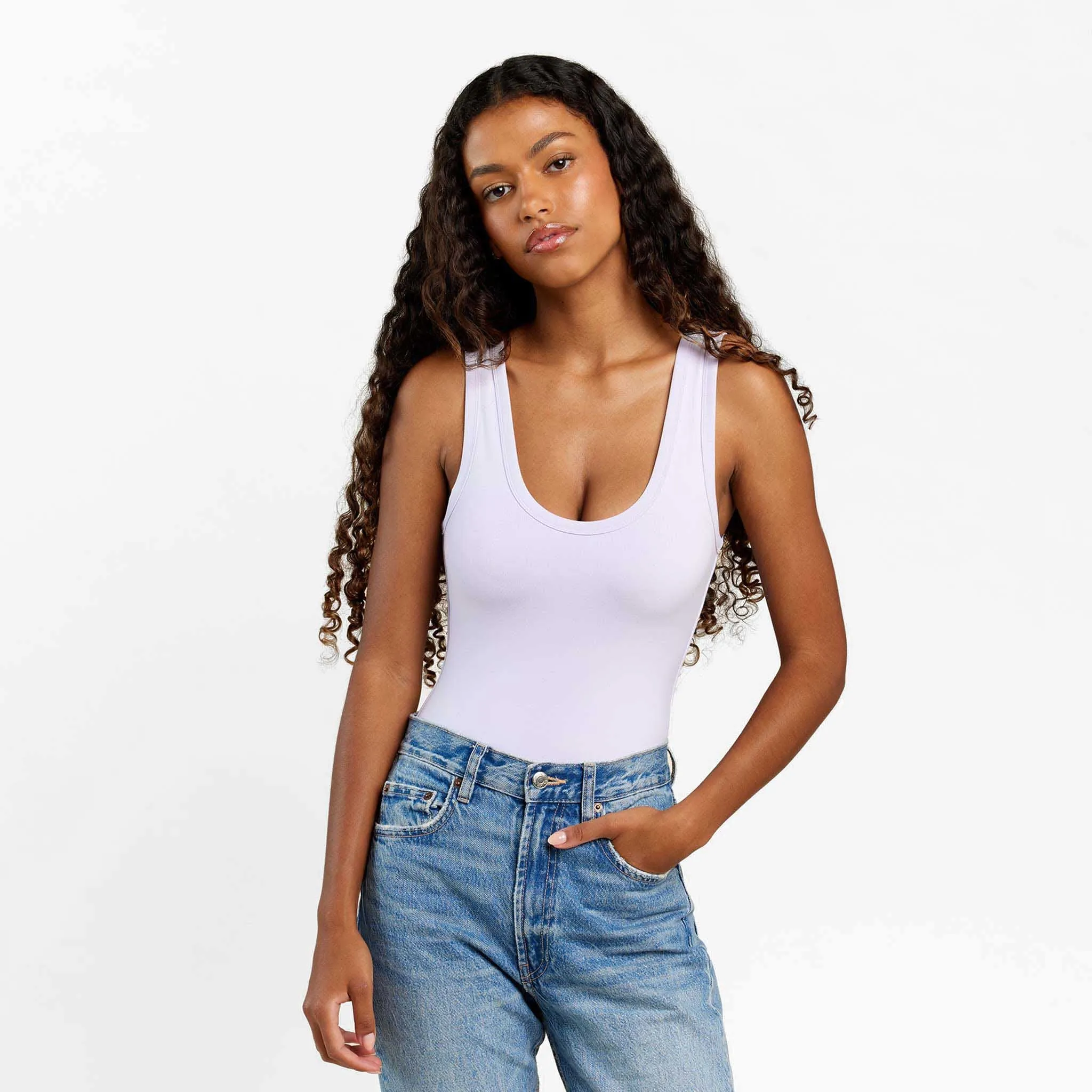 Seamless Scoop Tank Bodysuit | Lilac