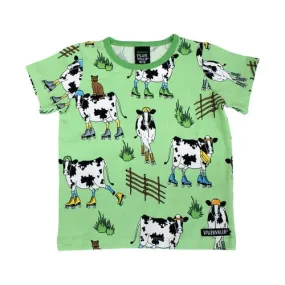 Short Sleeve Shirt: Roller Cow in Soft Pea