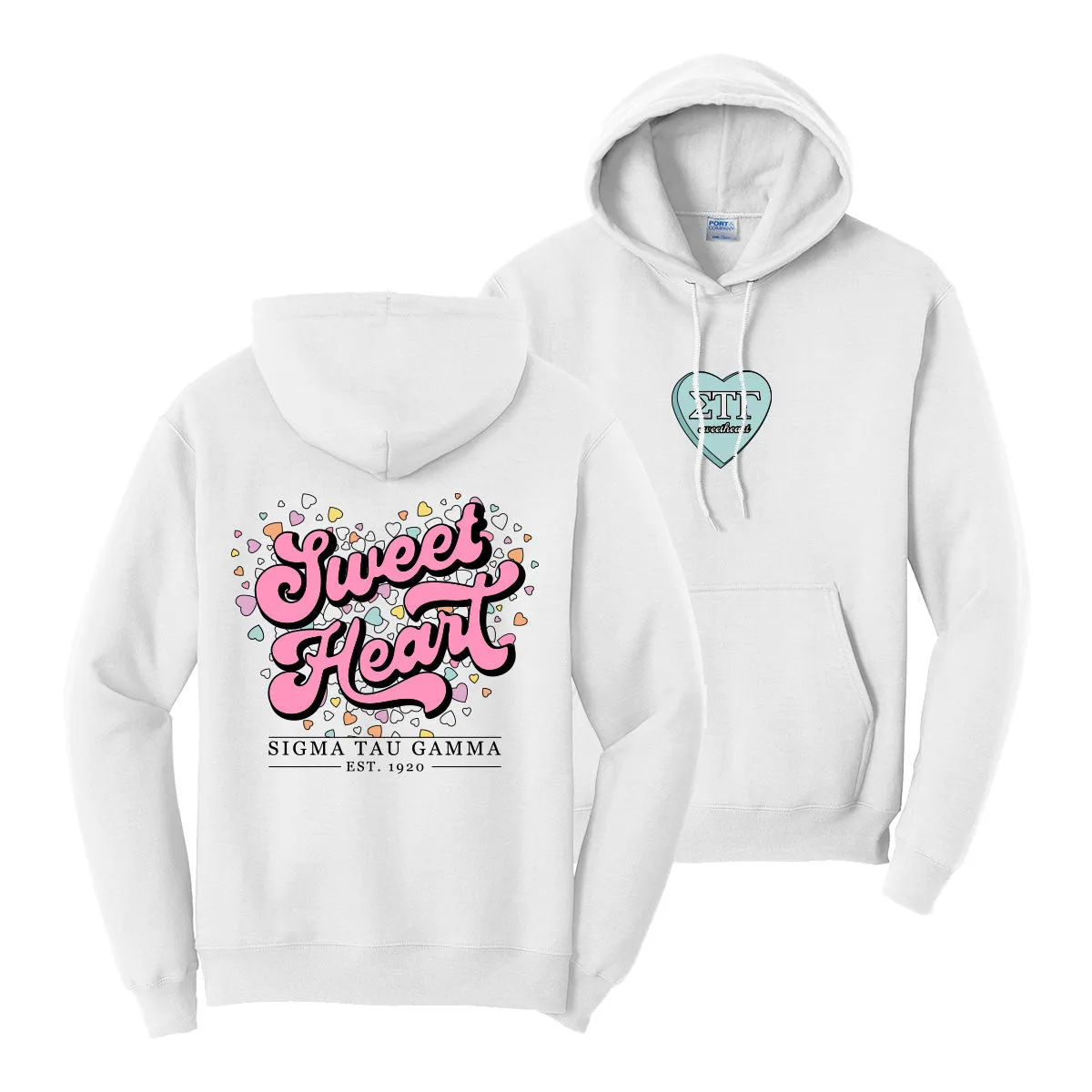 Sig Tau White Sweetheart Hoodie