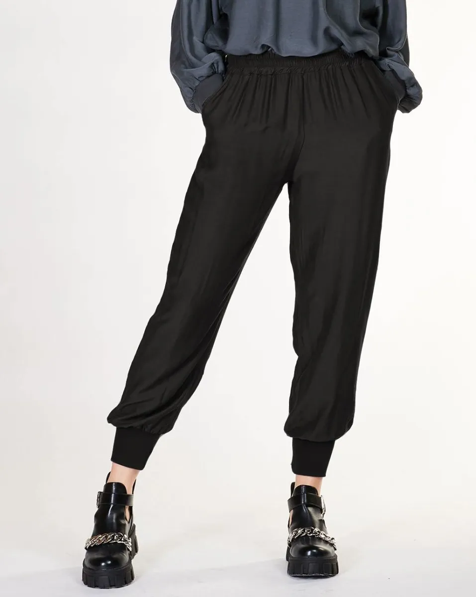 Silk Blend Elastic Jogging Pant