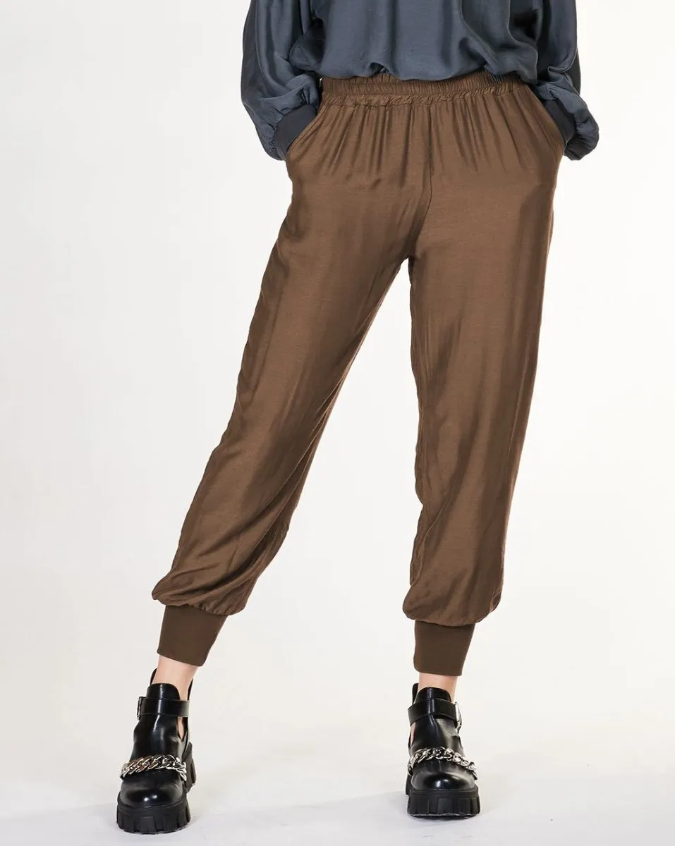 Silk Blend Elastic Jogging Pant