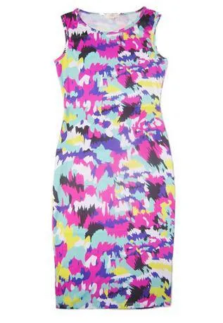 Singwing Spring Summer Women Casual Dress Fashion Sexy Beach O-neck Sleeveless Floral Splash Printed Celeb Bodycon Dresses