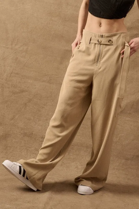 Skyline Elegance High-Waisted Pants - Sand