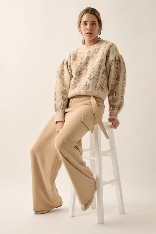 Skyline Elegance High-Waisted Pants - Sand