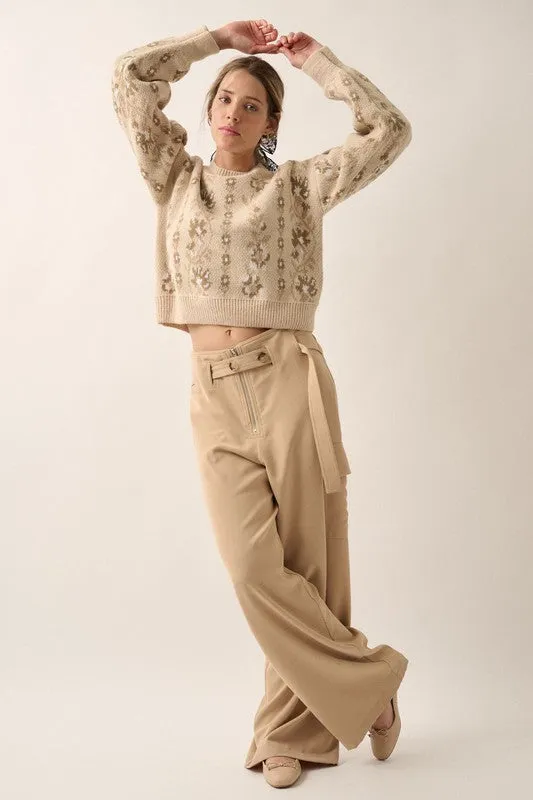 Skyline Elegance High-Waisted Pants - Sand