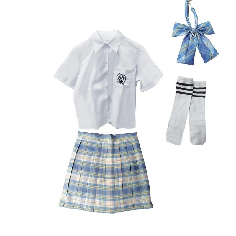 Slate Blue Plaid JK School Uniform Set